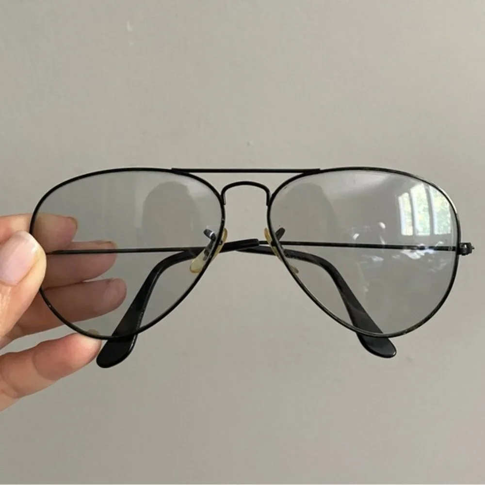 Vintage B&L Ray Ban Black Large Aviator Glasses Frames - 58-14, USA 🇺🇸